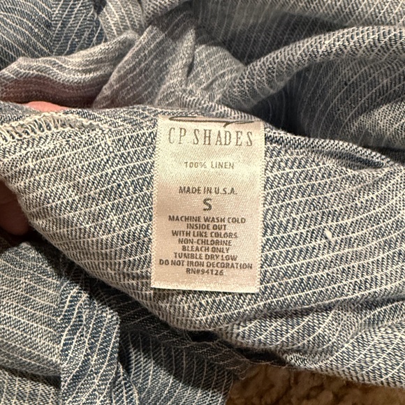 CP Shades Blue & White Linen Stripe Shirt Dress Beach Coverup Size Small - Picture 4 of 8